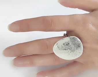 Ring "Stone Coast of Hope" | Contemporary Handmade Ceramic Fancy Unique Ring | Stainless steel | Stone Art Collection | Gift for woman