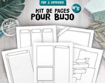 Illustrated pages to print and customize, 9 blank or dotted templates and lists for planner in A4 and A5 format