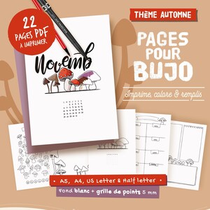 Printable illustrated pages in French on autumn, coloring, perpetual calendars and planner pages to personalize, A4, A5