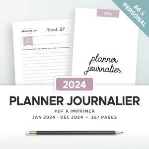 Planner journalier 2024 à télécharger et à imprimer A6 et Personal