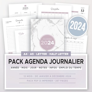 Agenda annuel 2024 en français, pages jours, semaines, mois, trimestre,  planner beige pour agenda papier A4 et A5 et agenda digital -  France