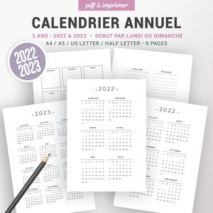 Calendrier Journalier 2023 Calendrier Annuel 2022 Et 2023 À Imprimer Et Page De Notes | Etsy New  Zealand