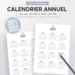 Calendrier 2022 A5 à Imprimer