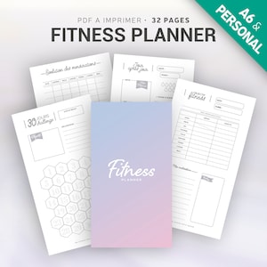 Planner fitness imprimable pour organiseur format Personal et A6, fiche de suivi bien-être, régime perte de poids et journal alimentaire