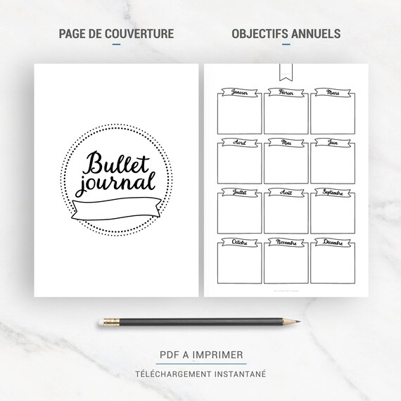 Bullet Journal Francais A Imprimer Non Date Calendrier Annuel Etsy