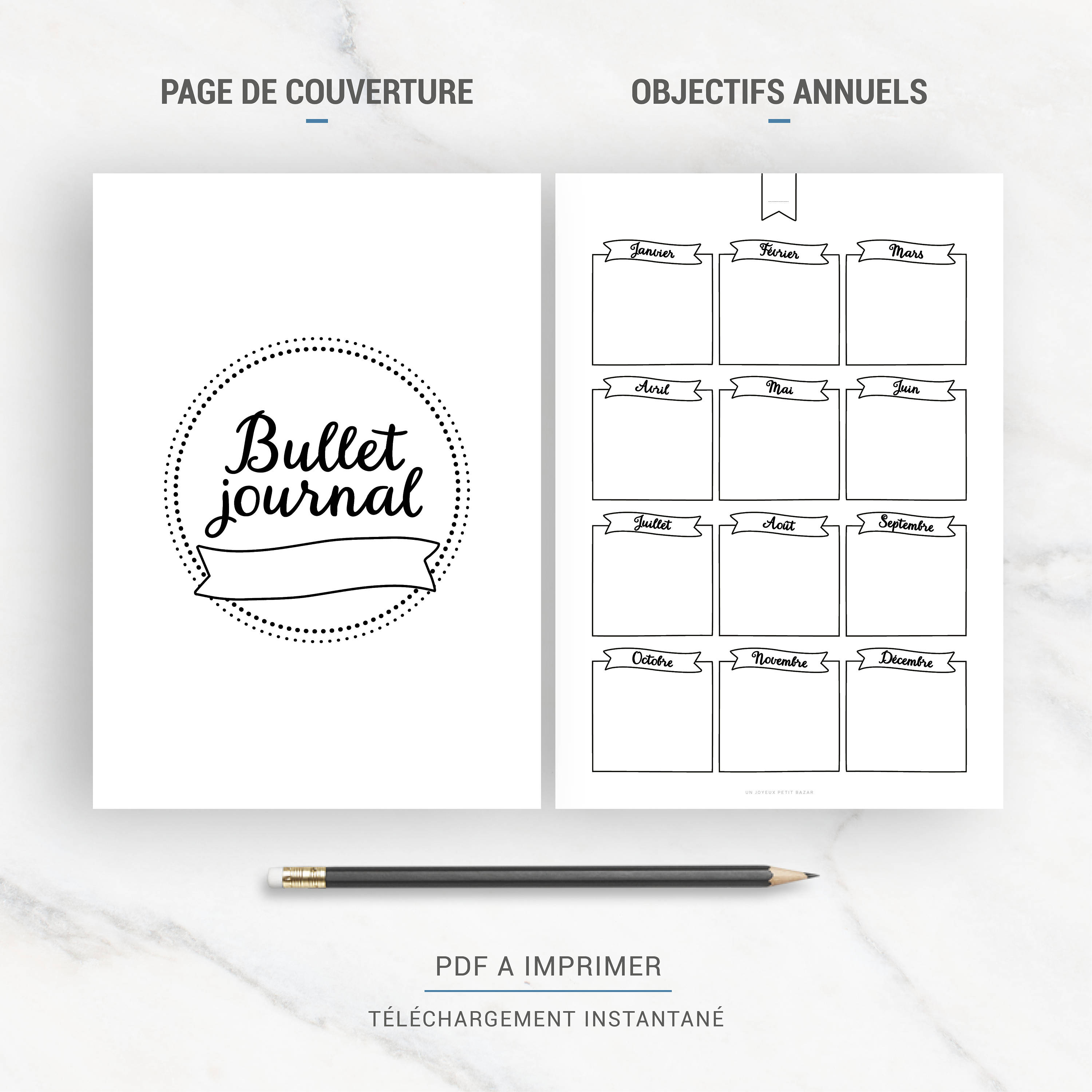 Calendrier mensuel - Printable pour planner, Bullet Journal