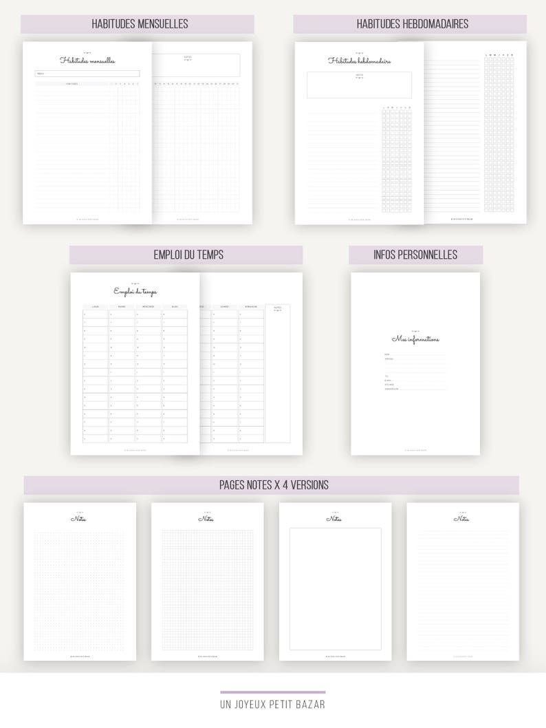 PACK PLANNER NOT Dated Perpetual Printable inserts Yearly calendar, monthly planner, week, day, schedule, schedule, notes image 4