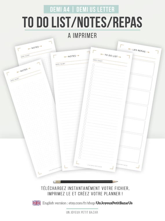 Pages De Bloc Note A Imprimer Avec To Do List Planning Menus Etsy