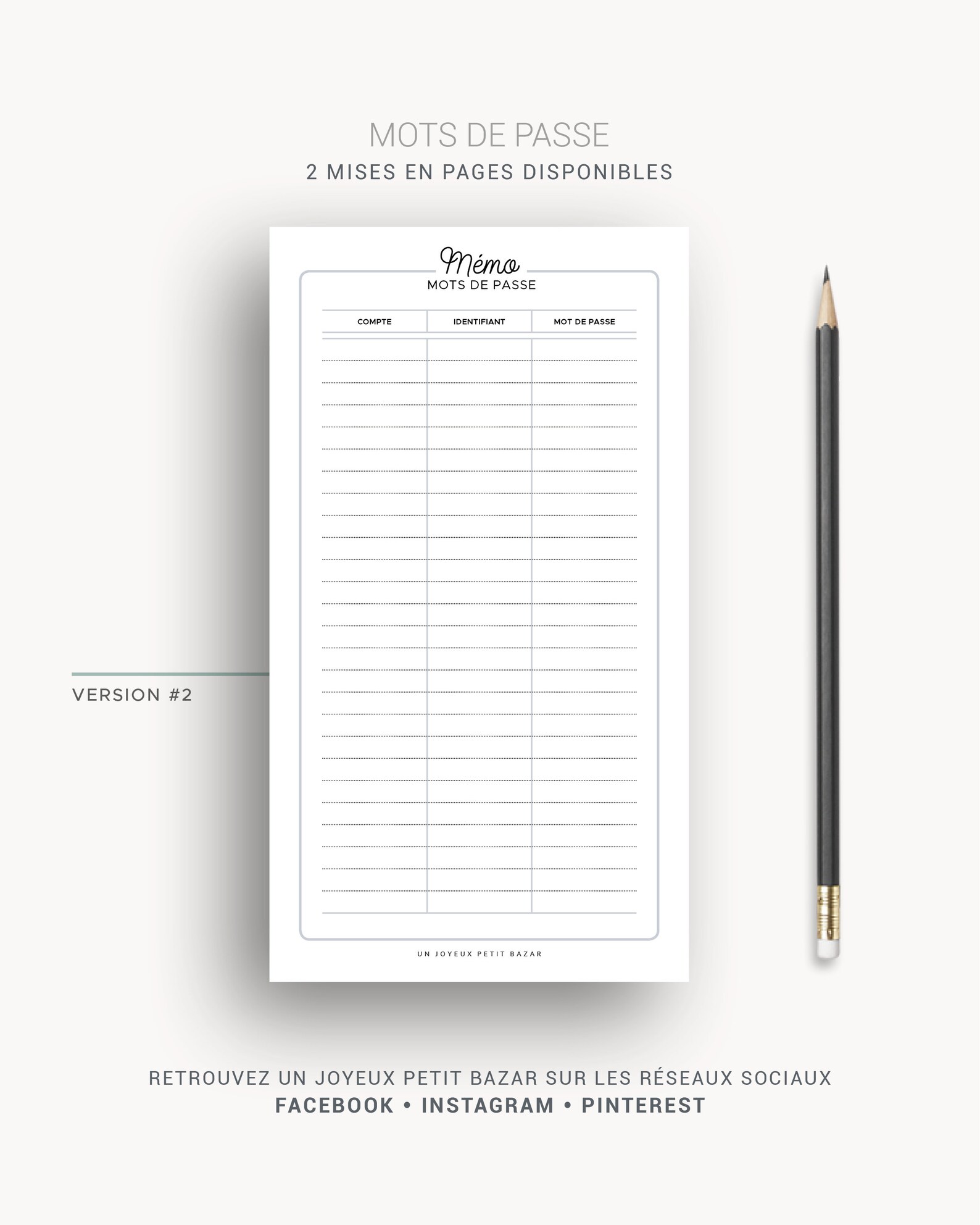 Feuille Fiche Mot De Passe A Imprimer