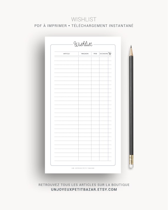 Wishlist A Imprimer Pour Planifier Ses Listes De Shopping Etsy Wishlist A Imprimer Pour Planifier Ses Listes De Shopping Etsy
