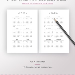 Calendrier Annuel 2023 Et 2024 Calendrier Annuel 2023 Et 2024 À Imprimer Et Page De Notes | Etsy
