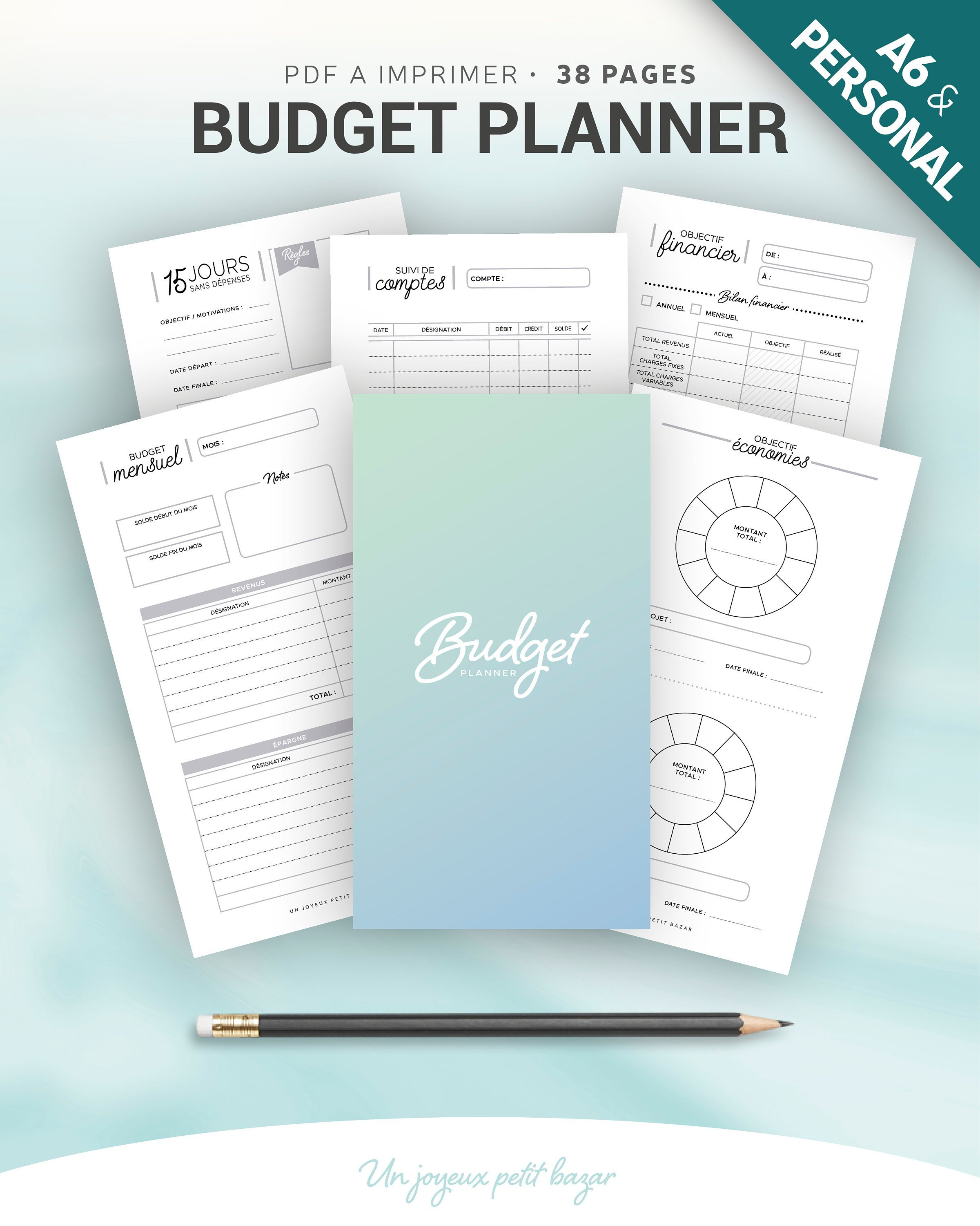 Séparation Budget mensuel : Recharge pour Agenda et Cahier