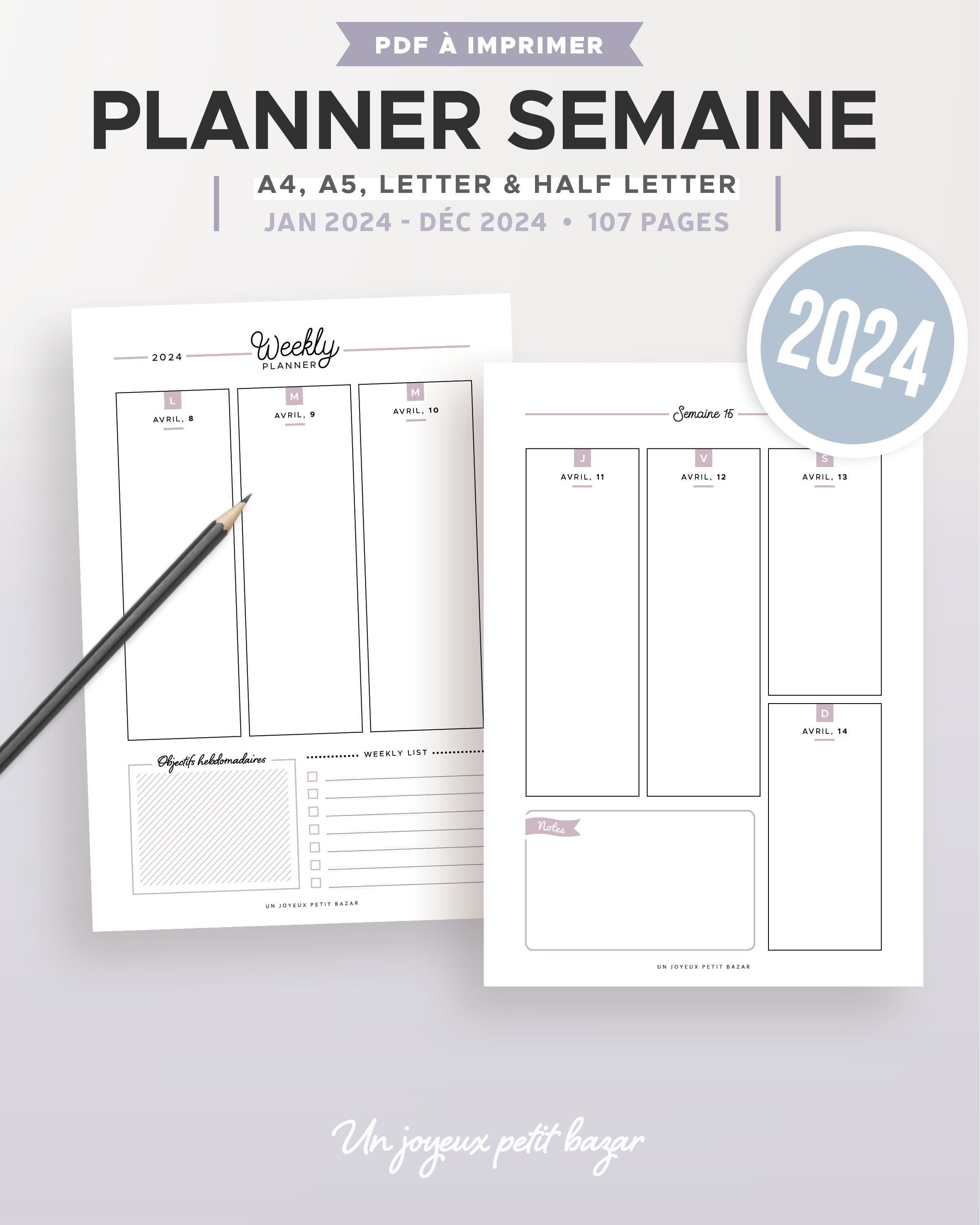 2024 Weekly Diary Kit to Print Including Annual and Monthly Calendars, a  Weekly Planner, A5 and A4 Organizer Refill 