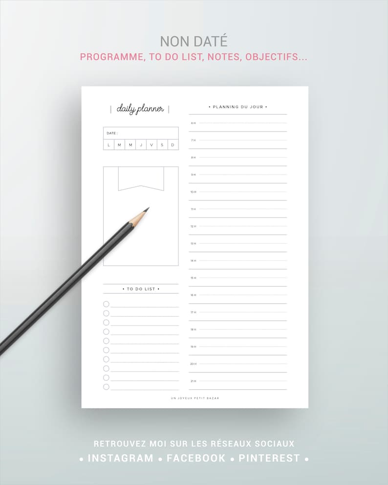 Fringe Stdio 877003 Planificateur journalier non daté, 160 pages, reliure à spirales, nore SE