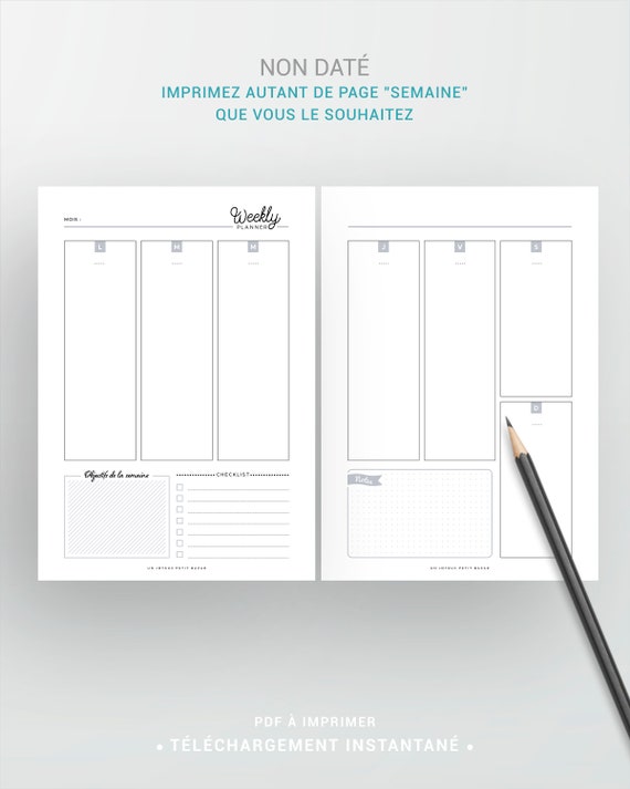 Agenda Semaine A Imprimer Non Date Recharge Perpetuelle Pour Etsy