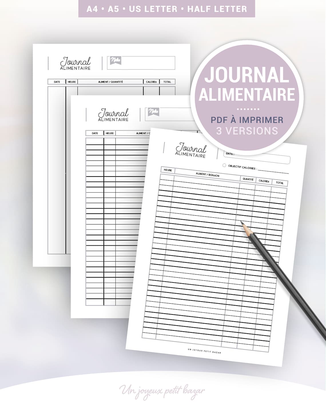 Journal alimentaire à imprimer pour le suivi journalier des repas et — free download
