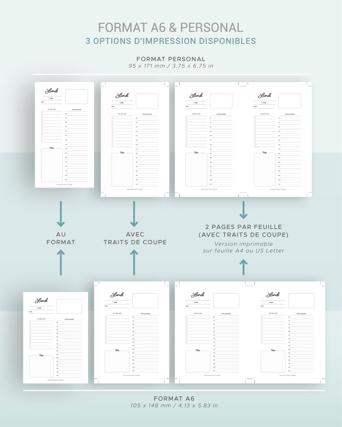 Planning journalier à imprimer pour recharge planner et agenda au