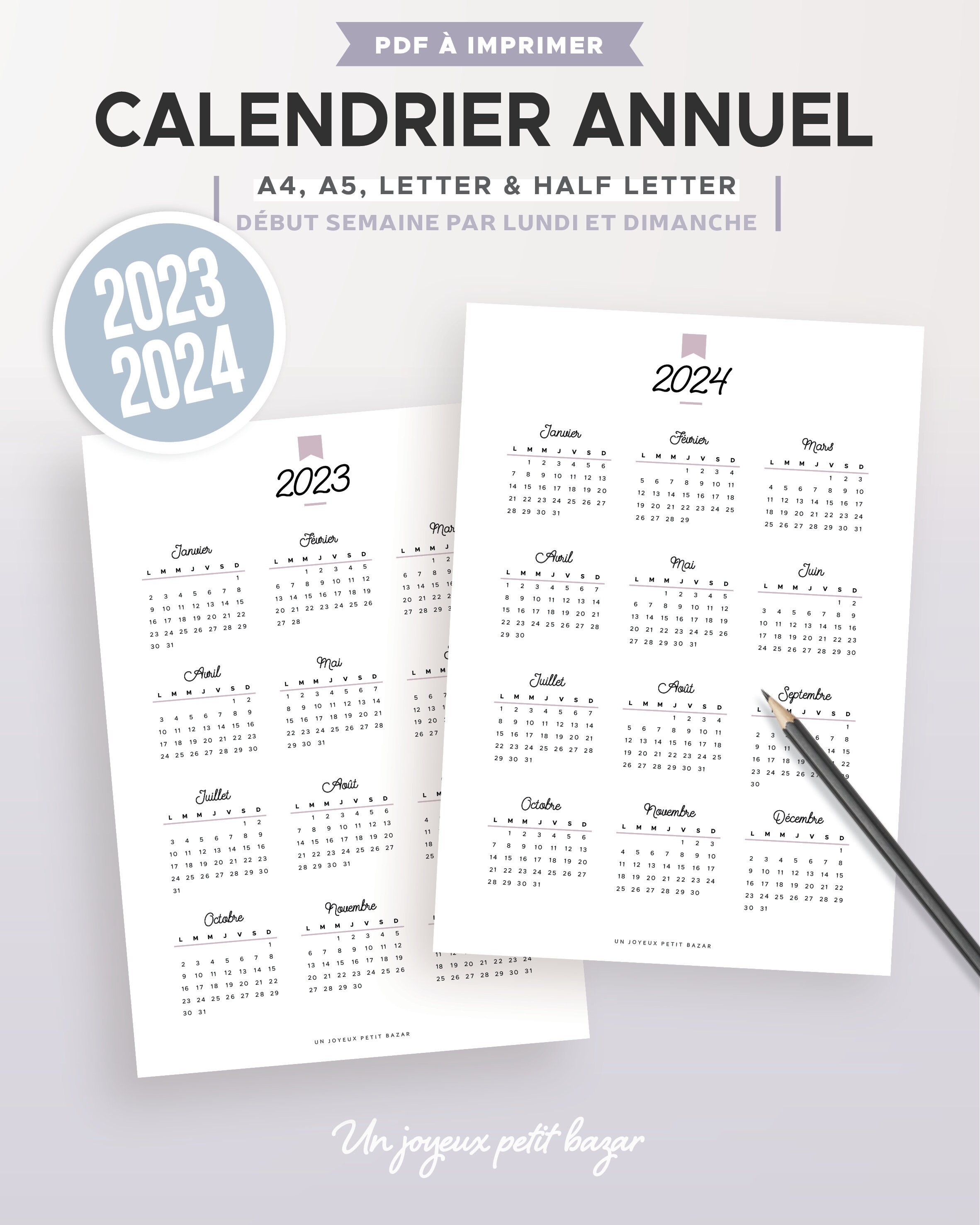 Calendrier Digital 2023 Calendrier Annuel 2023 Et 2024 Imprimable Recharge À Imprimer | Etsy