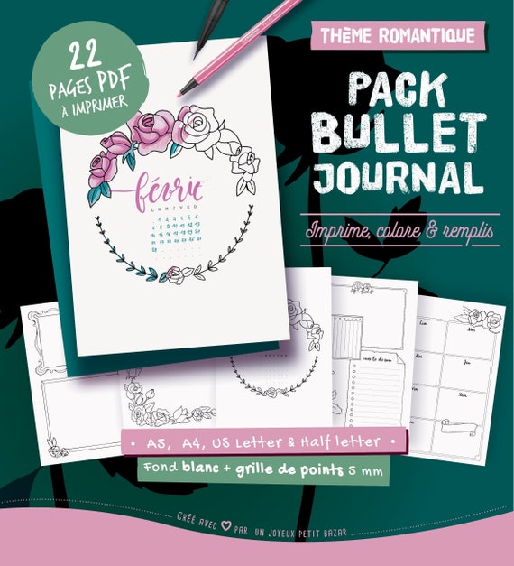 Bullet Journal Imprimable En Francais Theme Romantique Etsy Ireland