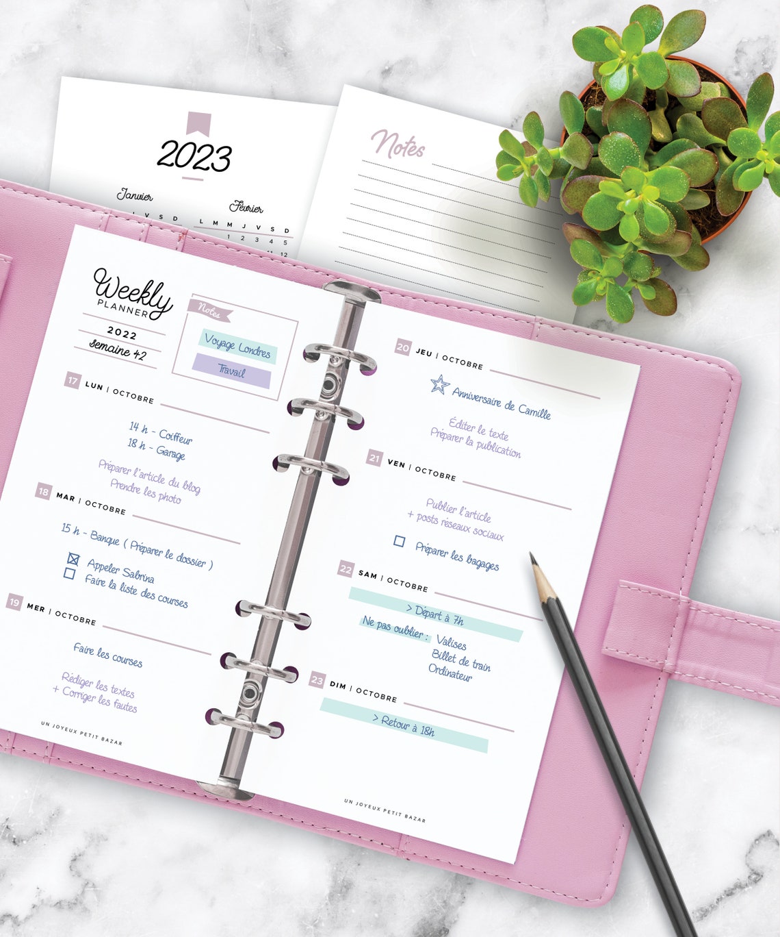 Kit agenda semainier 2022 2023 à imprimer avec calendrier - Etsy Canada