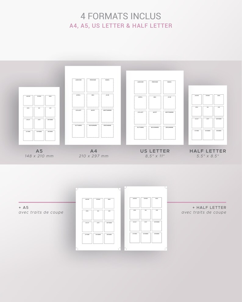 Calendrier 2023 Et 2024 à Imprimer A5 Calendrier Annuel 2023 Et 2024 À Imprimer Et Page De Notes | Etsy