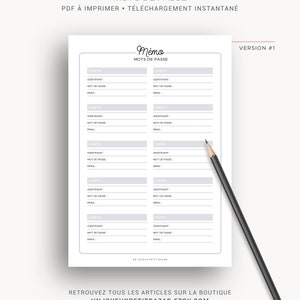 Password memo to print for A5 and A4 planner, insert to note usernames and passwords of accounts or websites, 2 designs image 2