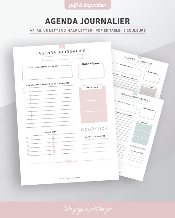 Agenda 2024 Journalier: Agenda journalier 1 page par jour, Planificateur  quotidien petit format