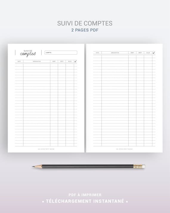 Suivi De Comptes A Imprimer Pour La Gestion Du Budget Et De La Etsy