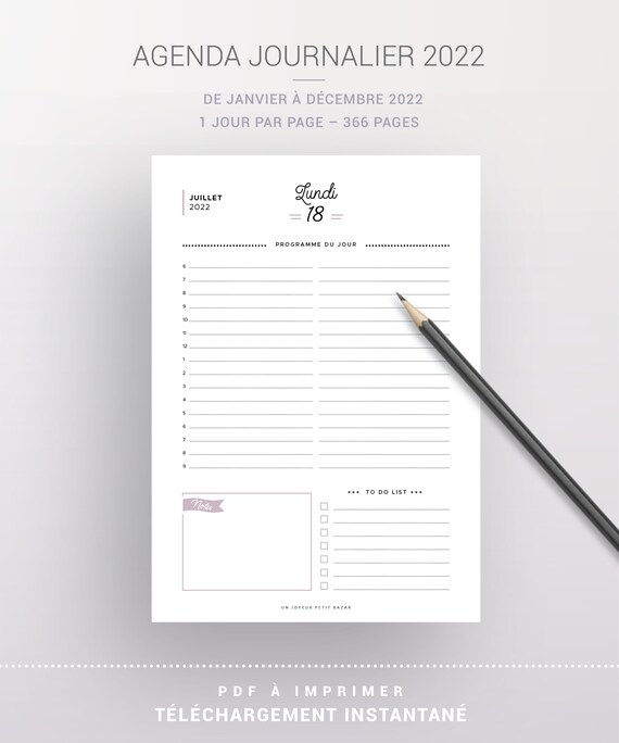 Calendrier 2023 Recto Verso Kit Agenda Journalier 2022 À Imprimer Incluant Calendrier | Etsy Singapore