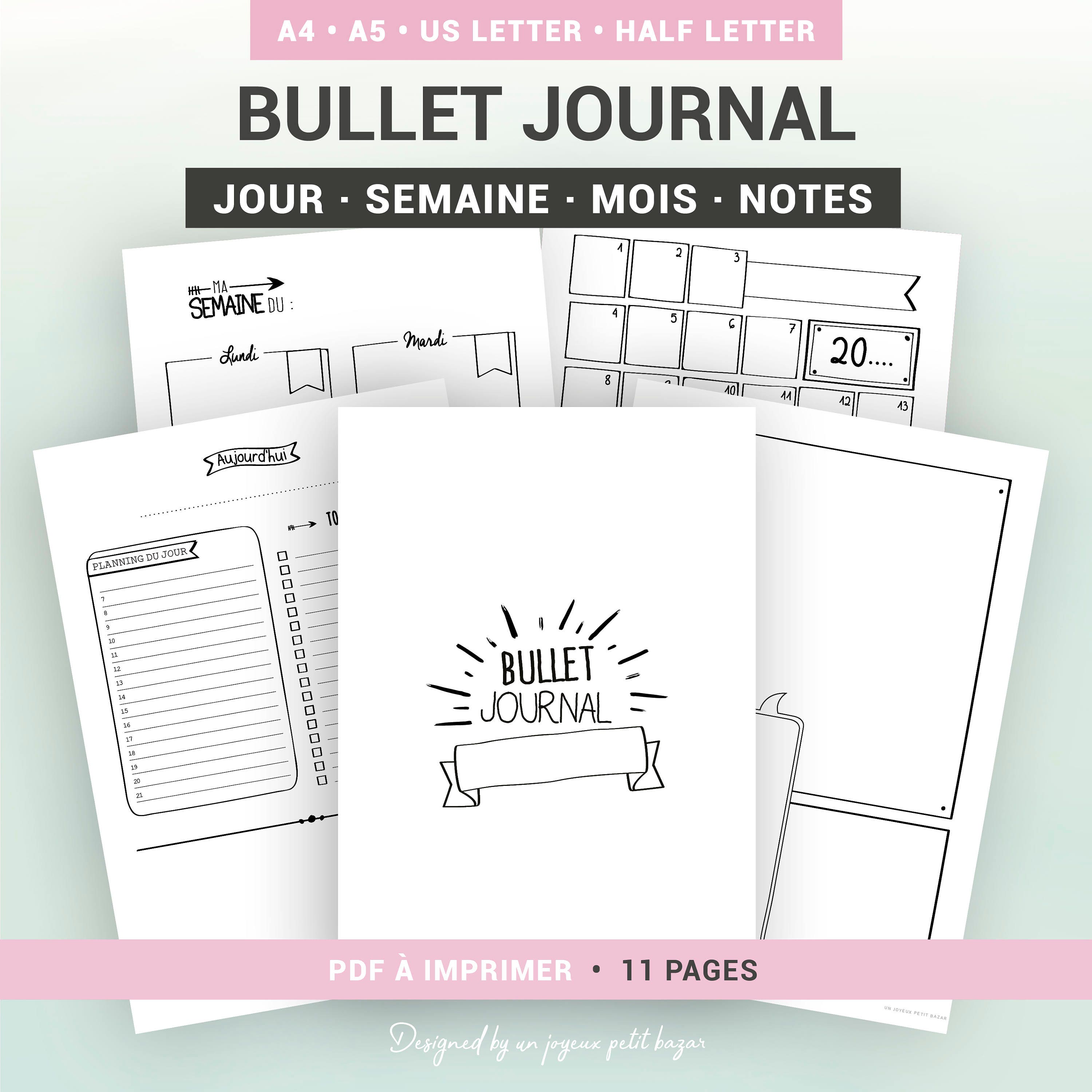 Bullet Journal A Imprimer En Francais Calendrier Mensuel Avec Etsy Uk