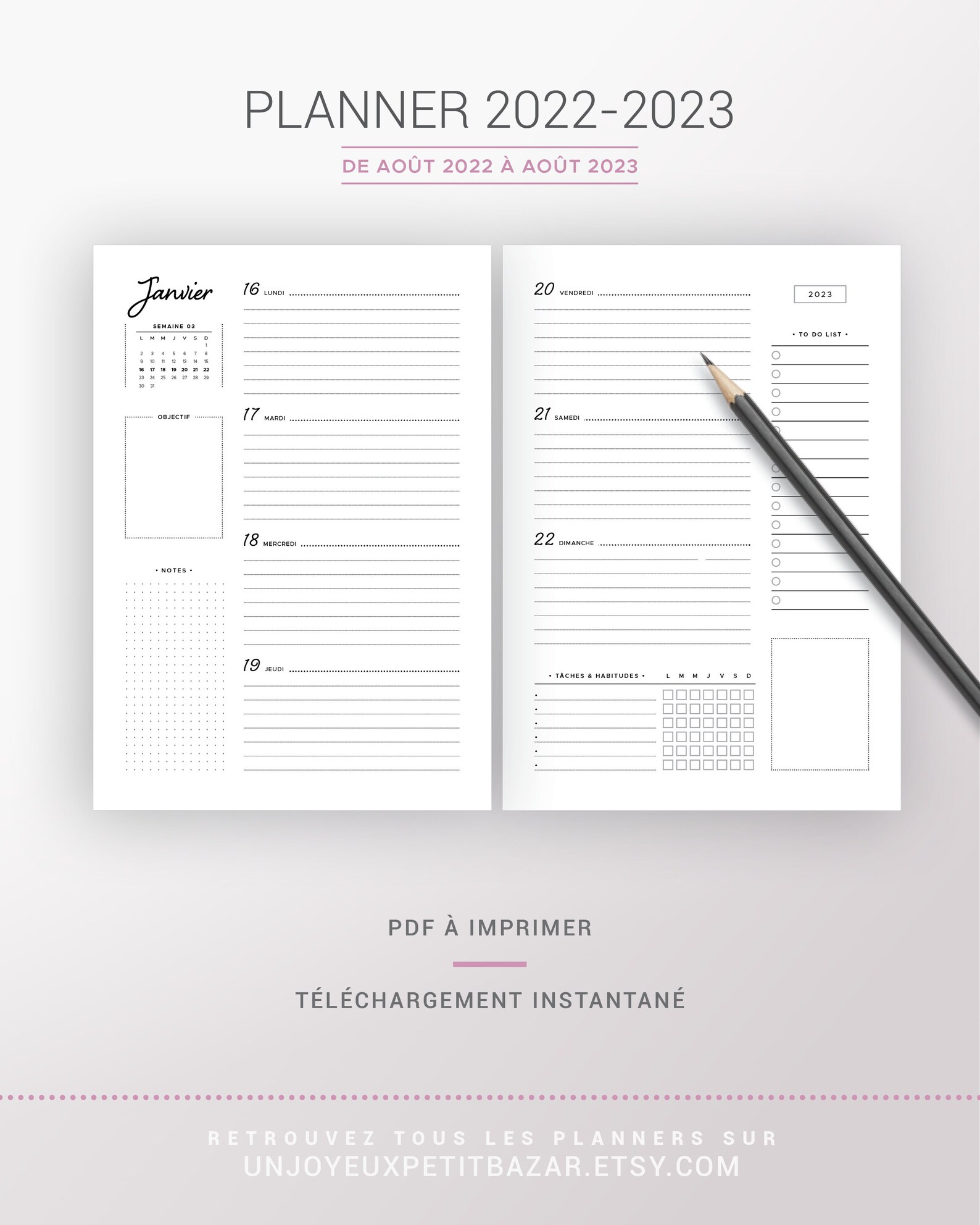 AGENDA SEMAINIER 2022 2023 à Imprimer Recharge Planner - Etsy Hong Kong