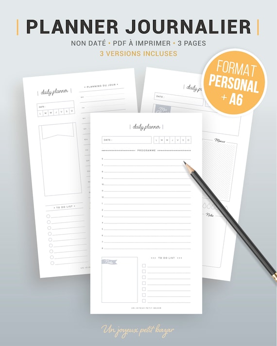 A6 Daily Insert, Printable Daily Planner Pages, A6 Planner Inserts, Undated  Daily Pages, Moterm A6 Refill, Daily Agenda PDF 