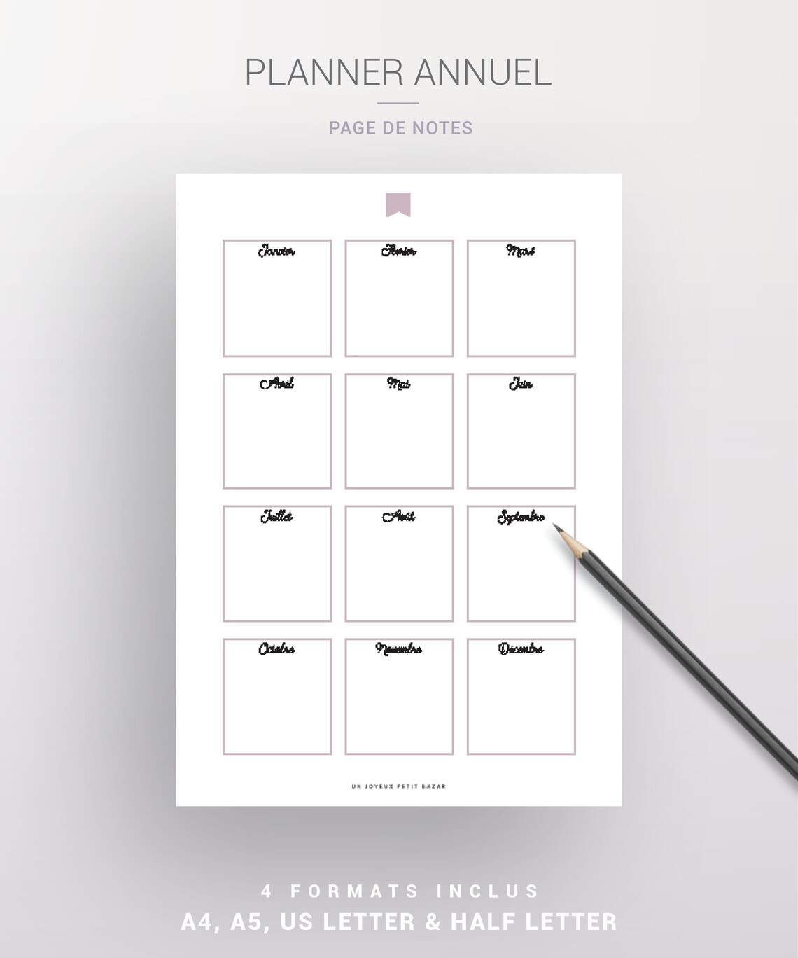 Calendrier annuel 2023 et 2024 imprimable recharge à imprimer | Etsy