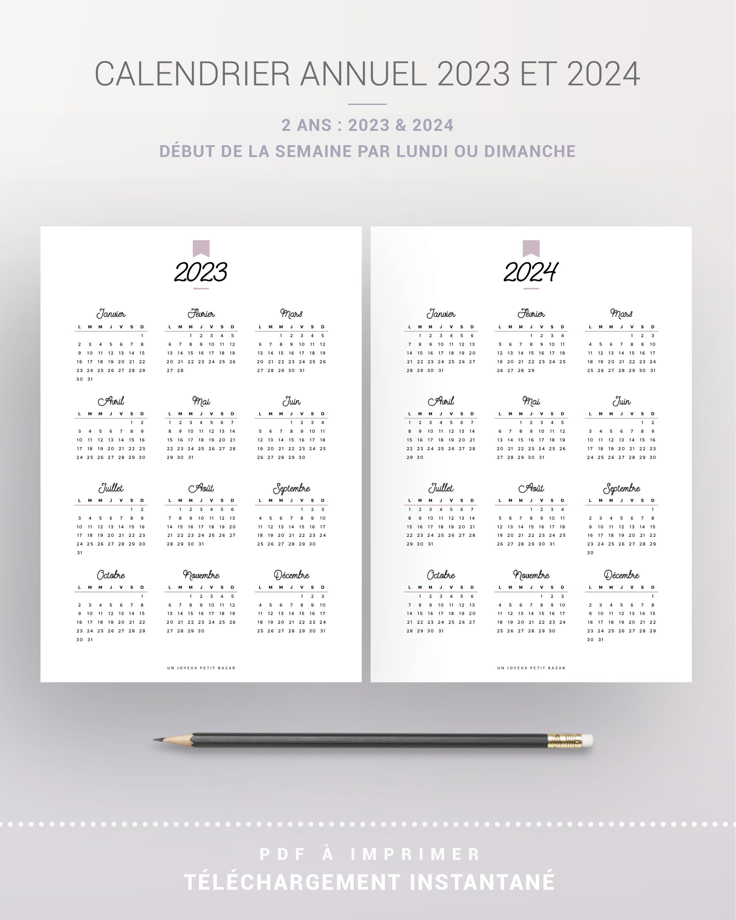 Calendrier De Poche à Imprimer 2023 Calendrier annuel 2023 et 2024 imprimable recharge à imprimer - Etsy Canada