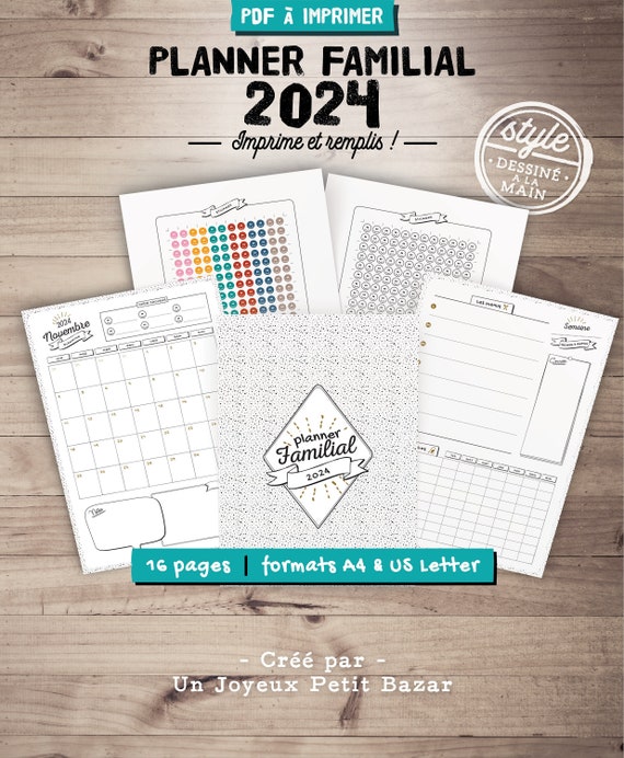 2024 Family Organizer to Print, Family Planner With a Monthly Calendar and  a Weekly Schedule of Tasks and Menus 