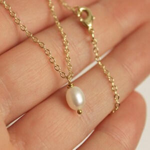 Simple Freshwater Pearl Necklace / 14k Gold Plated Chain or Fine Silver Plated Chain Dainty Minimalist Pendant Small Business Saturday Sale