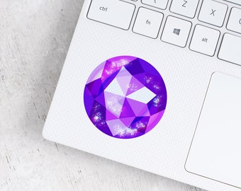 February Amethyst Luxe Semi-Transparent Birthstone Sticker | High Quality Sticker for Laptops, Phone Cases, Water Bottles