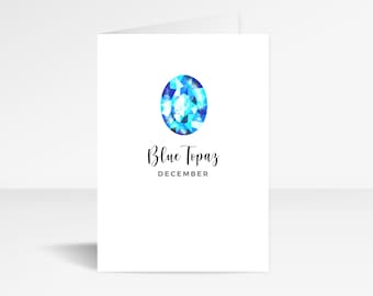 December Blue Topaz Luxe Birthstone Birthday Greetings Card | A6 Crystal Birthday Card | Anniversary Card | Keepsake Card for Her