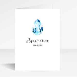 Tarjeta de felicitación de cumpleaños con piedra natal de lujo en color aguamarina de marzo / Tarjeta de cumpleaños de cristal A6 / Tarjeta de aniversario / Tarjeta de recuerdo para ella