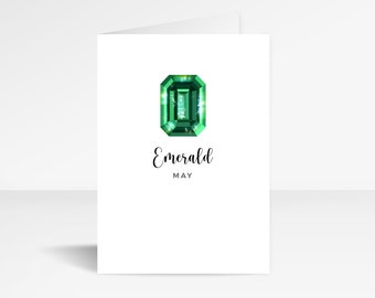 May Emerald Luxe Birthstone Birthday Greetings Card | A6 Crystal Birthday Card | Anniversary Card | Keepsake Card for Her