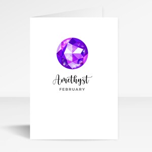 Février Améthyste Luxe Birthstone Carte de Vœux d'Anniversaire | Carte d'anniversaire en cristal A6 | Carte d'anniversaire | Carte souvenir pour elle
