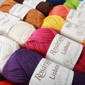 Hilo de algodón mercerizado Lisboa, hilo de crochet, colección ecofriendly