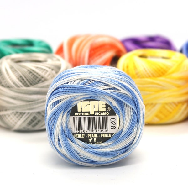 Perle Cotton thread ISPE, size 8 thread, embroidery and cross stitch multicolored thread, 10g per ball