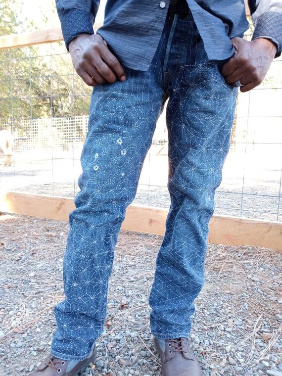 501 Button Fly Sashiko Jeans. - Etsy 