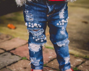 jeans with pearls and rhinestones