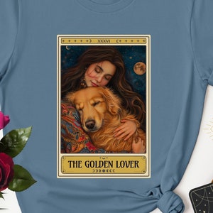 Belle chemise Golden Retriever, chemise de carte de tarot, maman Golden Retriever, maman chien, cadeau pour propriétaire de chien, sorcière bohème vintage