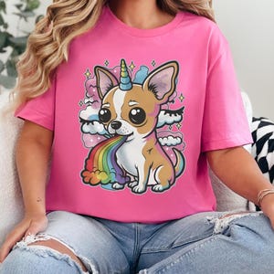 Cute Chihuahua Shirt, Kawaii Chihuahua Shirt, Kidcore Indie Aesthetic, Funny Gift For Chi Mom, Pastel Rainbow Unicorn, Funny Shirt, Chi Dog