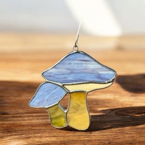 Stained glass hand made mushroom sun catcher window decoration