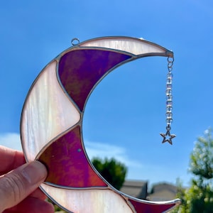 Halloween handmade stained glass moon window decoration
