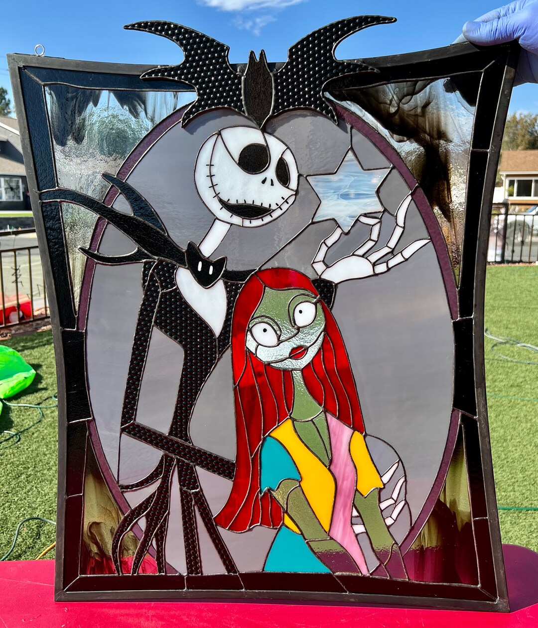 Nightmare Before Christmas Inspired Hand Made Stained Glass Panel Etsy